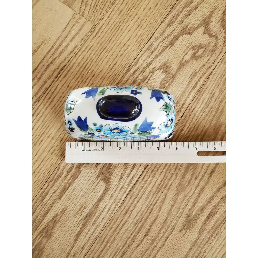 Blue Rose Polish Pottery Ballina Butter Dish Cottagecore EUC
